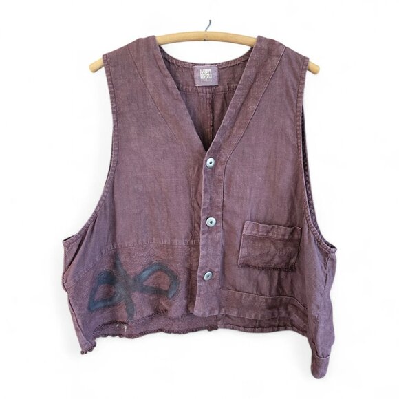Vintage Blue Fish Womens Hemp Vest 2000 Collection Poet Vest Loam - Picture 10 of 11